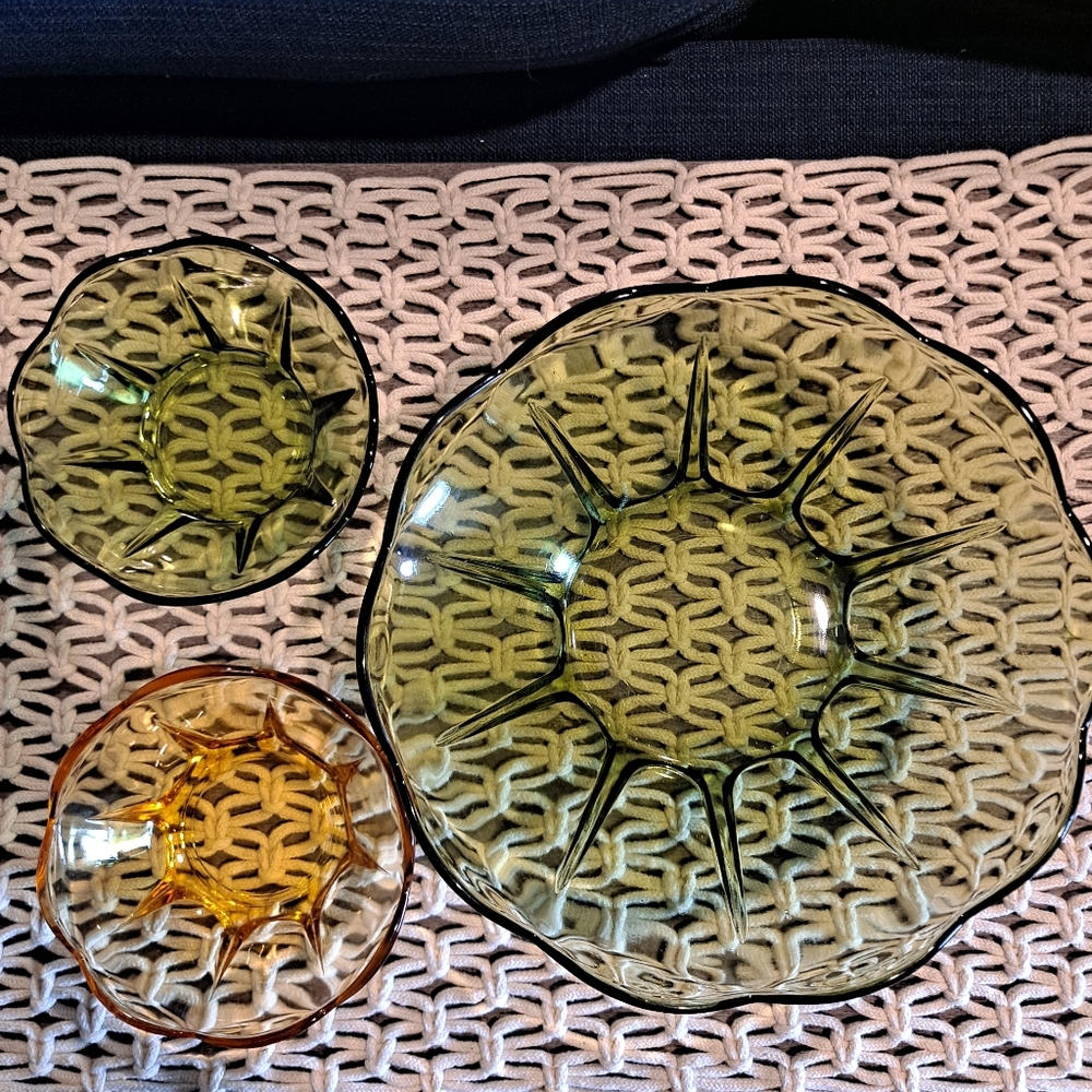 Set of 3 MCM Glass Bowls